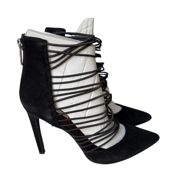 BCBGeneration Caliko Black Suede Stiletto Cage Heels Strappy Pumps Womens Size 9 - Picture 3 of 11